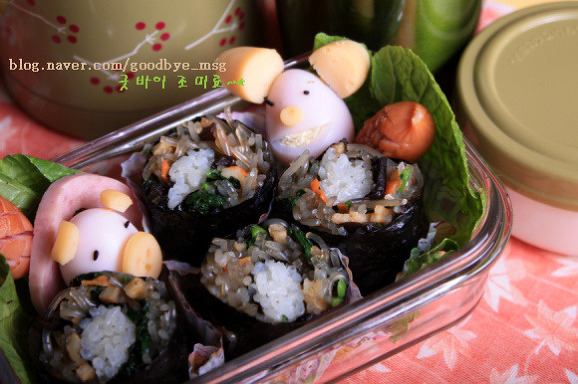 색다른 요리. 잡채김밥만들기 .