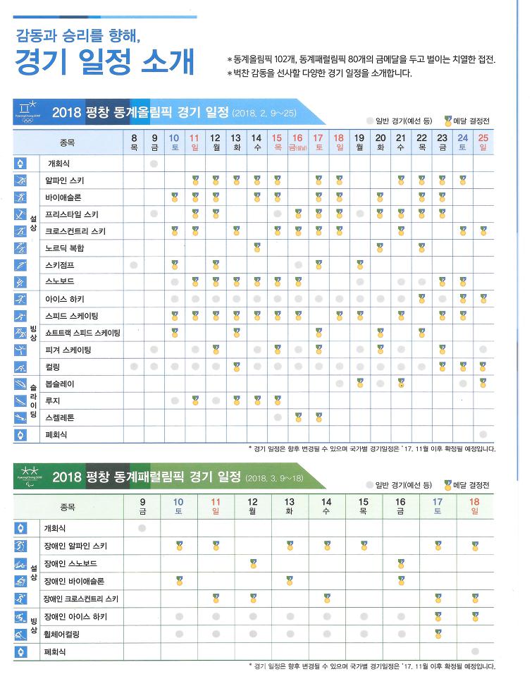 2018년 동계올림픽 경기일정