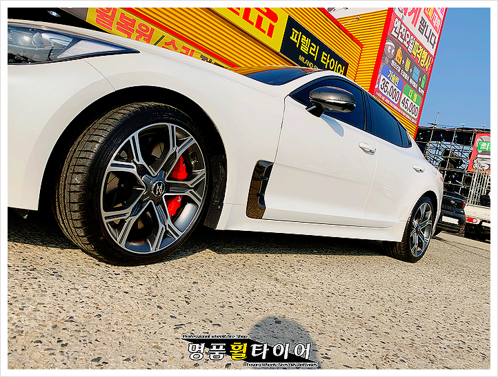 스팅어 19인치 순정 휠 + 미쉐린 파일럿 스포츠 4 225/40R19, 225/35R19 + 펠라 6P 380mm 디스크로터 자동차 튜닝 전주 명품 휠 타이어 휠 타이어 교체
